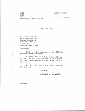 Letter from the Mortgage Bankers Association of America document preview